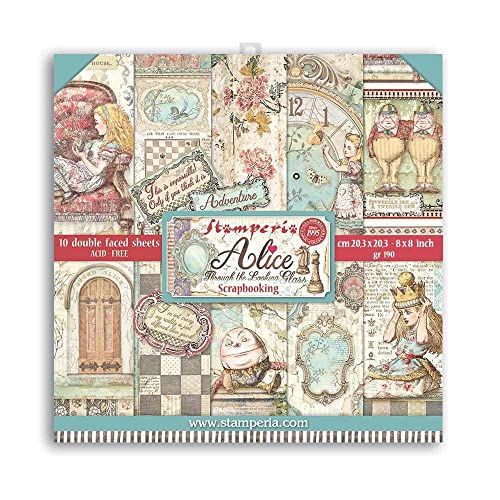 Stamperia International Mini Scrapbooking Pad - Alice Door Het Kijkende Glas - 8 x 20,3 cm