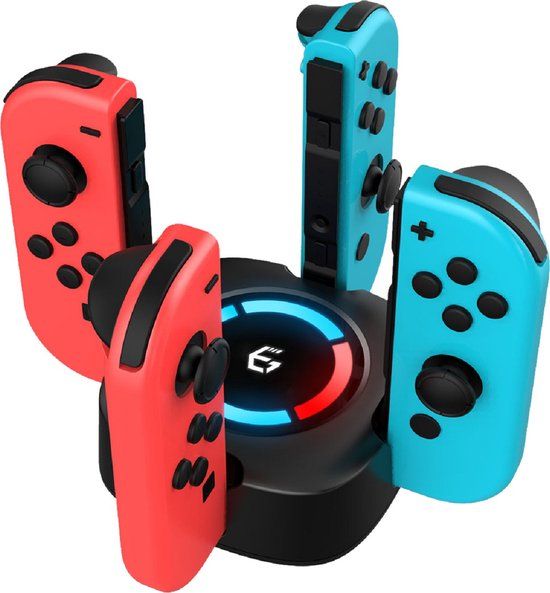 EgoGear - Premium Oplaadstation Geschikt voor 4 Switch Joy-Con Controllers - USB-C - Zwart