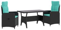 Syfax Buiten eettafelset 3 st Zwart en Turquoise 120 x 70 x 66 cm