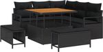 vidaXL Tuinbank Set 8-delig Zwart Polyrattan