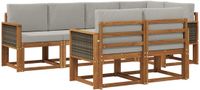 vidaXL Hoek loungeset 7-delig Naturel en lichtgrijs Polyester