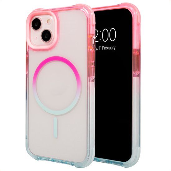 Selencia Gradient Backcover met MagSafe voor de Apple iPhone 14 / 13 - Roze / Blauw