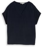 Tom Tailor Losvallende blouse met V-hals - Maat 38 - sky captain blue