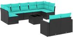 vidaXL Loungeset 10-delig met kussens polyrattan Noir