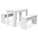 vidaXL Ensemble de salle à manger 3 pièces : table et bancs, panneaux de particules, blanc