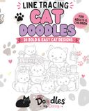 Line Cat Line Tracing Doodles: Cat Line Tracing Colouring Book For Adults & Children: 36 Bold & Easy Cat Designs to Trace, Colour and Relax