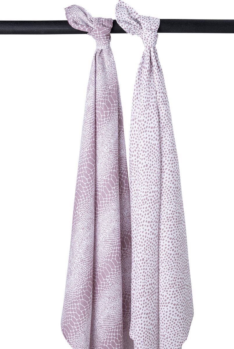 Meyco 2-pack swaddles Snake/Cheetah - lilac paars