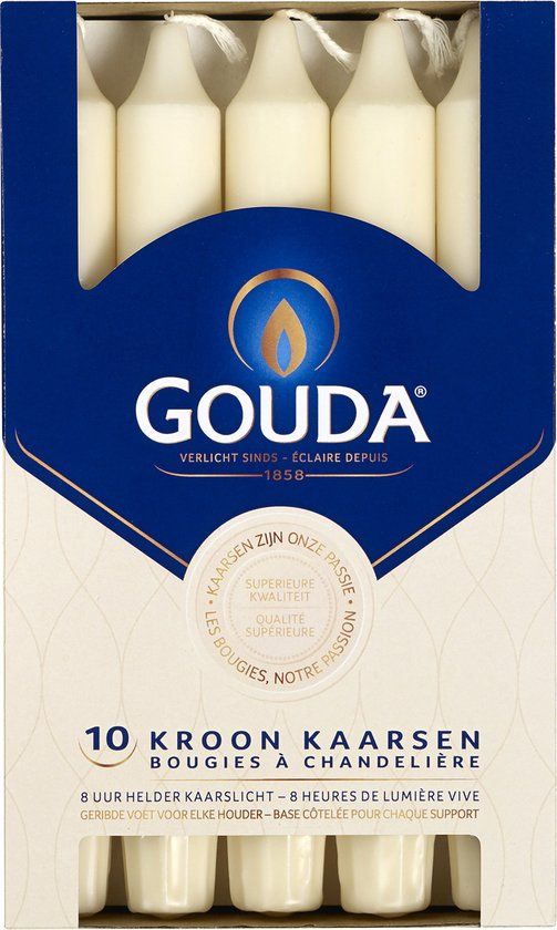 Gouda Dinerkaarsen Ivoor 20 cm - 10 Stuks