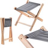 KADAX Klapkruk, 40 x 31 x 31 cm, houten kruk, belastbaar tot 100 kg, voor tuin, balkon, terras, camping, grijs