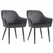SONGMICS Ensemble de 2 chaises de salle à manger, Chaise rembourrée avec accoudoirs | Fauteuil, Pieds en métal, Tissus d'ameublement en velours, Largeur d'assise 49 cm, Max. 110 kg, pour bureau, salon, Gris