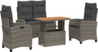 vidaXL 4-delige tuinset met kussens, polyrattan, grijs