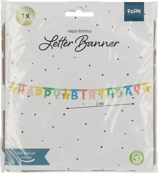Folat Letterslinger Happy Birthday Retro - 1,6 meter