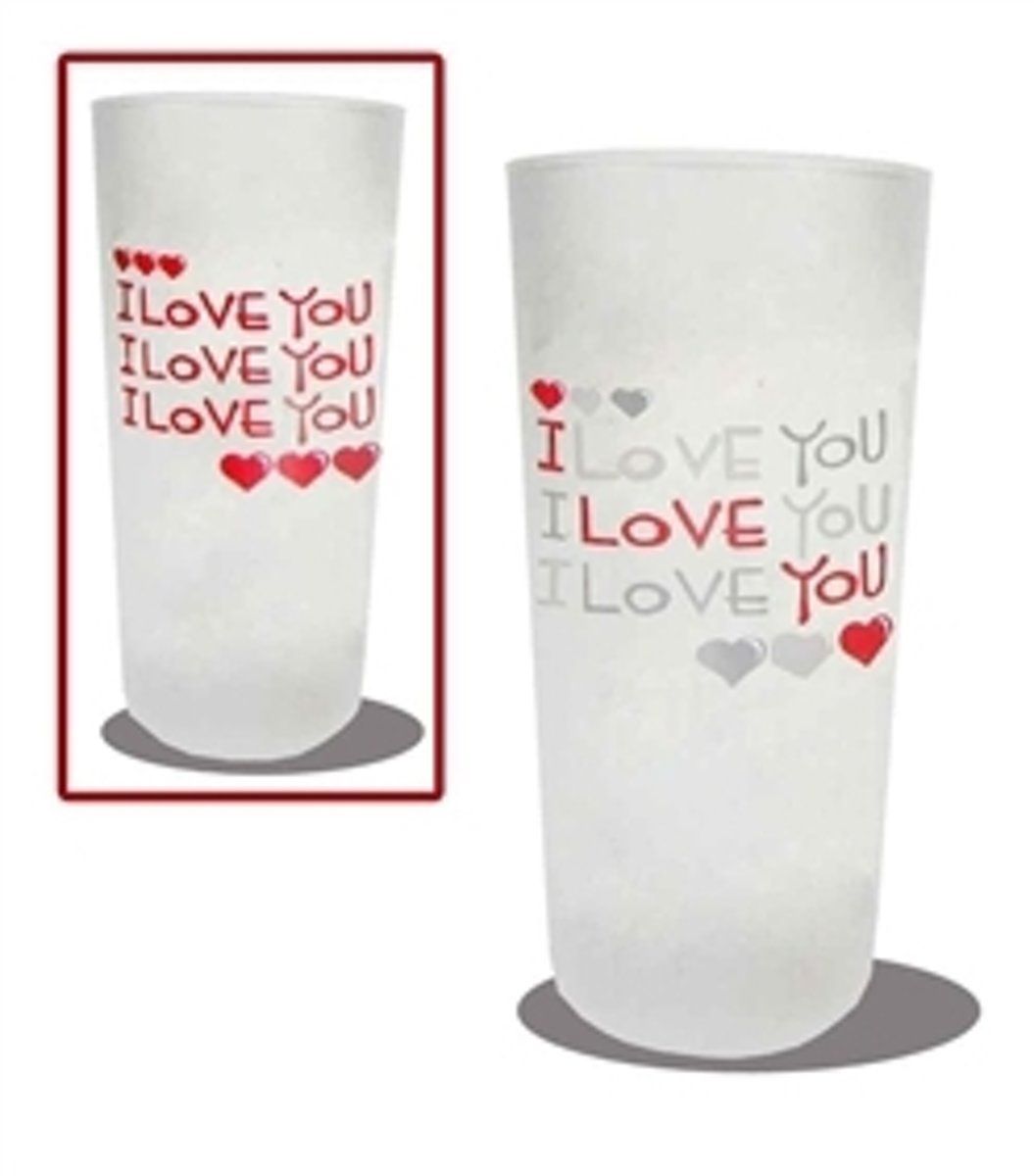 Gifa glas I love you grijs-rood limonade glazen | Valentijn | Liefde