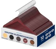 SereneLife Houten kleerhangers – dunne kleerhangers ruimtebesparend – 360° draaibare haak – belastbaar tot 4,5 kg – ideaal voor jassen, jassen, broeken en jurken – 10 stuks