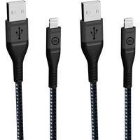 BlueBuilt USB A naar Lightning Kabel 1,5m Kevlar Zwart Duo Pack