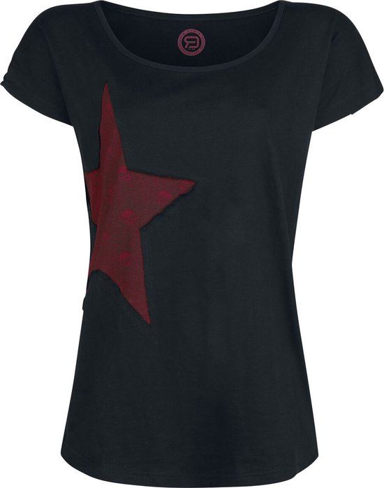 R.E.D. by EMP R.E.D. Rock-Engineered Design Zwart basic T-shirt met sterrenprint - Dames - 5XL