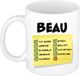 Bellatio Decorations Naam mok Beau - wit - top gozer - keramiek - 300 ml - cadeau collega beker