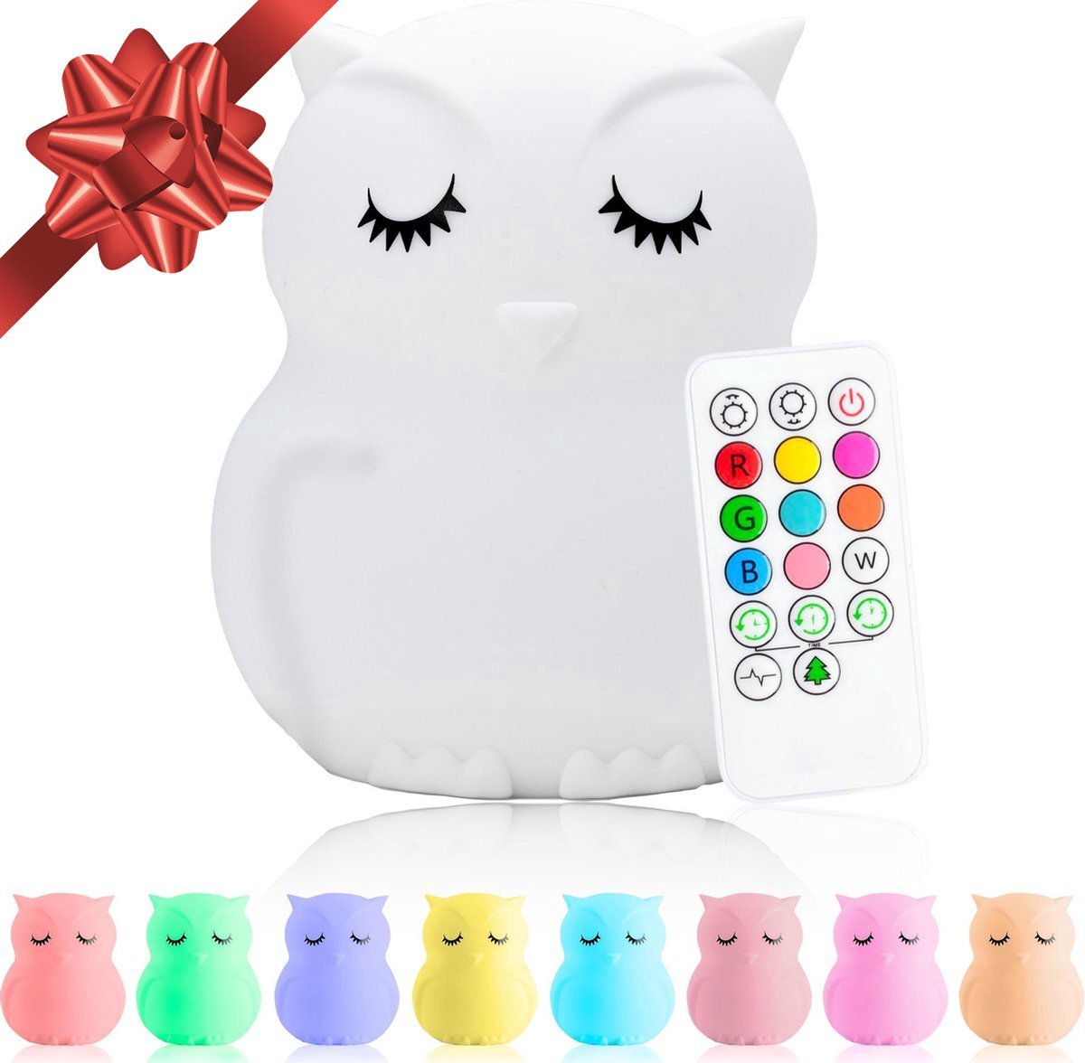 Sleepy Friends® 8 kleurige LED Nachtlampje kinderen - Uiltje - babykamer nachtlampjes - kinder nachtlampje - Oplaadbaar - Dimbaar - timer - tafellamp met afstandsbediening - Kerstcadeau