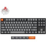 Keychron K8 MAX Aangepast draadloos mechanisch toetsenbord, 2,4 GHz/Bluetooth/USB-C, witte led, QMK/via programmeerbare macro's, PBT toetsen, voor Mac Windows, Super Red Switch