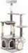 Fudajo Kraboom met voet-krabplank, grijs, 135 cm. Kraboom voor katten met kattenhuis en ligplaats, kattenboom met plateaus, klimboom voor katten