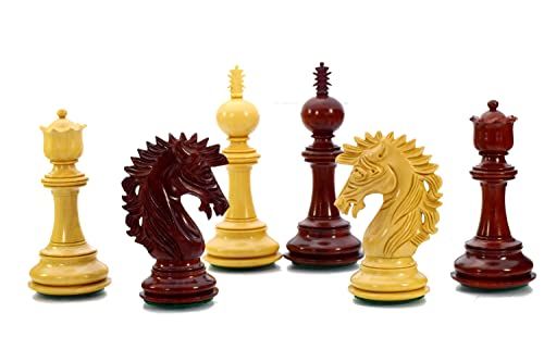 ROOGU Camelot 4.75'' Bellissimo XL Pezzi degli Scacchi Ebano Bosso KH 12 cm Fatto a mano India