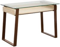 ATMOSPHERA CREATEUR D'INTERIEUR Bureau rectangulaire avec plateau en verre Ariro 55x110cm beige et marron