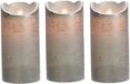 Merkloos Kaemingk B.V. 3x LED kaars/stompkaars zilver 15 cm flakkerend