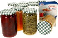 MamboCat Set van 12 ronde potten 720 ml To 82 groen geblokt deksel incl. Diamant Gelierzauber receptenboekje