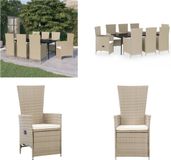 vidaXL 9-delige Tuinset met kussens beige
