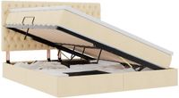 vidaXL LED Opbergbed met Matras - Crème - 180 x 200 cm - Stof