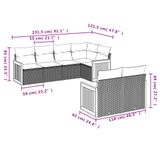 vidaXL 7-delige Loungeset met kussens, polyrattan, beige