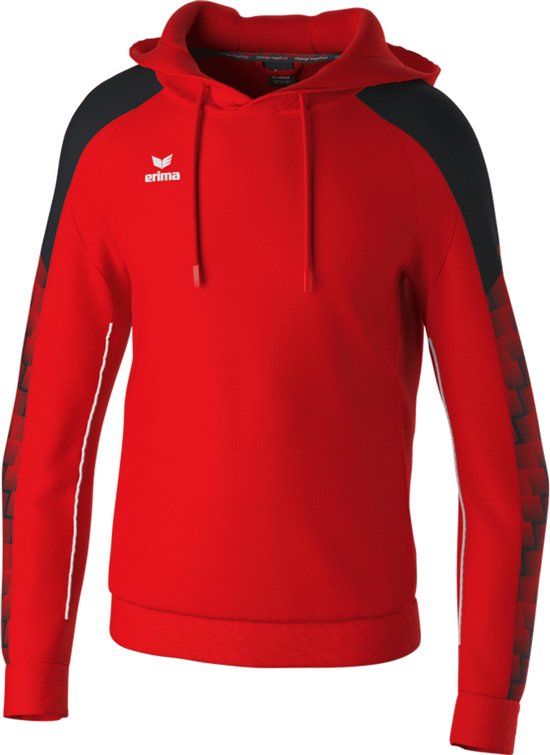 Erima Evo Star Sweatshirt Met Capuchon Heren - Rood / Zwart - Maat XL