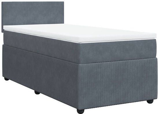 vidaXL Boxspring met matras fluweel donkergrijs 100x200 cm