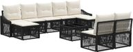 vidaXL Tuinbank - Set - 9 zitplekken - Zwart - Polyrattan