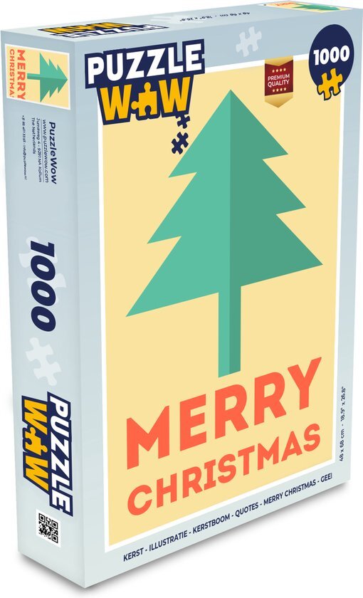 MuchoWow Puzzel Kerst - Illustratie - Kerstboom - Quotes - Merry Christmas - Geel - Legpuzzel - Puzzel 1000 stukjes volwassenen - Kerst - Cadeau - Kerstcadeau voor mannen, vrouwen en kinderen - Sinterklaas cadeautjes - Sinterklaas voor grote kinderen