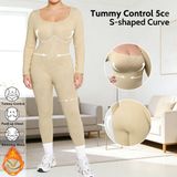 Meethoo Plus Size Panty – Dames Seamless Gevoerd & Corrigerend legging - Bodyfashion Dream Shaper Bodysuit - Winter-A-Beige-XL