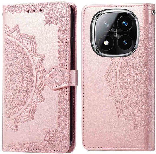 imoshion Hoesje - Geschikt voor Xiaomi Redmi Note 14 Pro (4G) - Mandala Bookcase - Rosé Goud