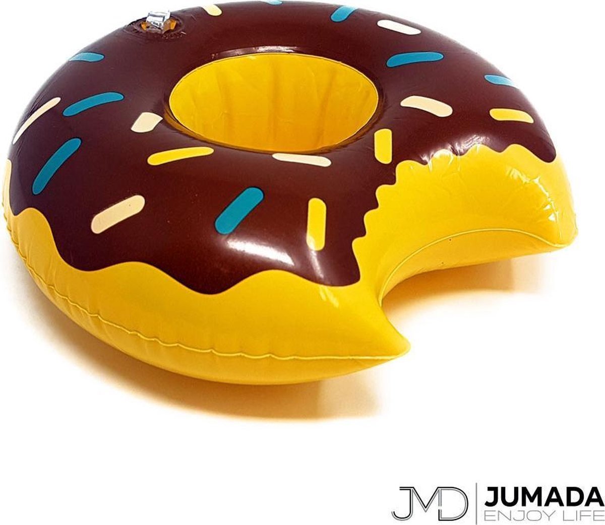 Jumada s Opblaasbare Bekerhouder Donut - Voor Bekers / Blikken / Flessen - Opblaas Drankhouder - Zwembadaccessoire - Opblaasfiguur - Donuts - Bruin