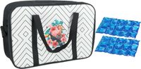 Gerimport Koeltas zwart/wit met tropische vogels print met 2 stuks flexibele koelelementen 18 liter