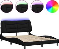 vidaXL Bedframe met LED-verlichting - Zwart - Stof - 140x190 cm
