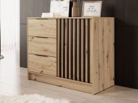 Buffet MELINDA 1 porte 3 tiroirs chêne artisan