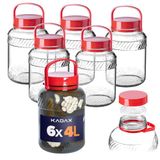 KADAX Pot Glazen pot 4L met dop en handvat voor het inleggen van kool Pakket 6st