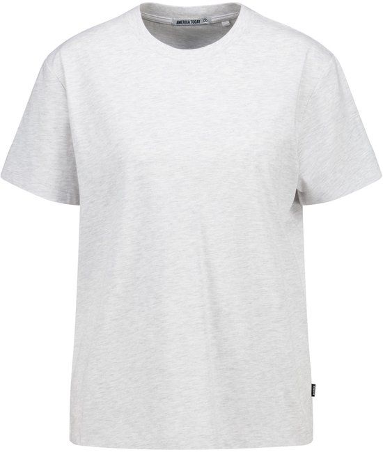 America Today Esther Dames T-shirt XL Lichtgrijs Melange Katoen/Viscose