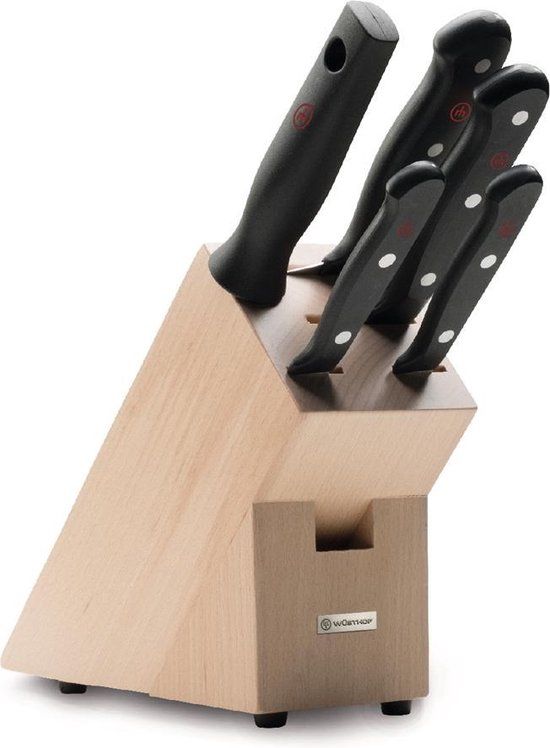 wusthof Wüsthof Gourmet Messenblok - 5-delig - Inclusief Aanzetstaal