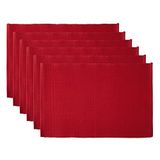 DII Basic Everyday geribbeld tafelblad 100% katoen, placematset, 13x19, tango rood, 6-delig