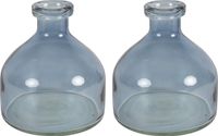 Countryfield Vase à fleurs Low Bottle - 2x - transparent bleu - verre - D18 x H20 cm
