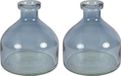 Countryfield Vase à fleurs Low Bottle - 2x - transparent bleu - verre - D18 x H20 cm