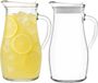 5Five Carafe à eau et jus - 2x - avec couvercle - 1,5L / 1500 ml - verre - verseuse - carafe