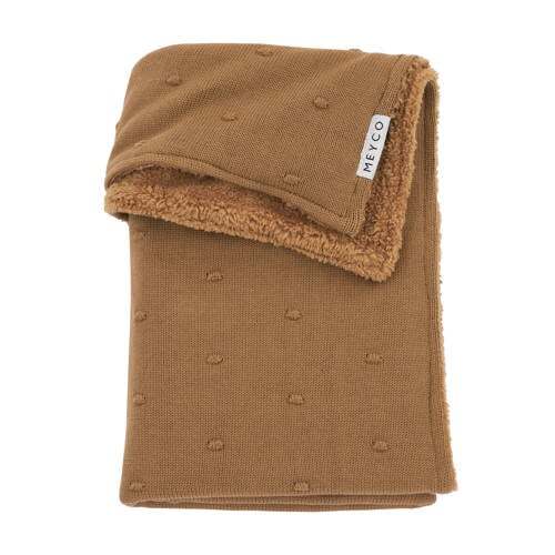 Meyco Meyco reversible baby wiegdeken Mini Knots Teddy 75x100 cm Toffee