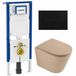 Geberit QeramiQ Dely Toiletset - 36.3x51.7cm - Geberit UP720 inbouwreservoir - rimless - diepspoel - zitting - softclose - kunststoffen bedieningsplaat mat zwart - rechthoekige knoppen - mat beige